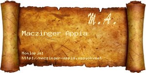 Maczinger Appia névjegykártya